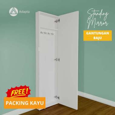 Adapta - Standing Mirror Lemari Gantungan Baju - Lemari Gantungan Baju Tempel Dinding Pintu Swing