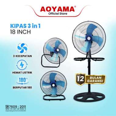 KIPAS ANGIN 3IN1 BESI AOYAMA 18"INCH 3IN1|KIPAS BESI | KIPAS KUAT | KIPAS DINDING |KIPAS MEJA |KIPAS