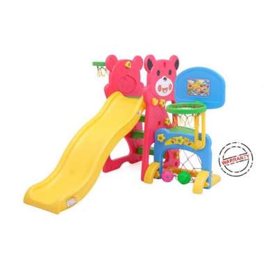 Labeille KC 521 SL 3in1 Slide Panda Perosotan Anak / Gawang Anak / Ring Bola Basket Anak / Kado Perl
