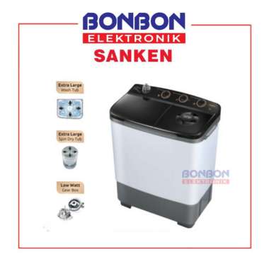 Sanken Mesin Cuci 2 Tabung 8KG TW-8900BK / TW 8900BK X-TOR