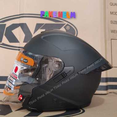 HELM INK TERRA 2 SOLID BLACK DOFF HALF FACE DOUBLE VISOR XXL