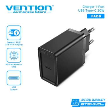 VENTION Adaptor 5V 2.4A USB Charger Apple Iphone Android Kepala Charger 20w FAD Vention FAD 20W Blac
