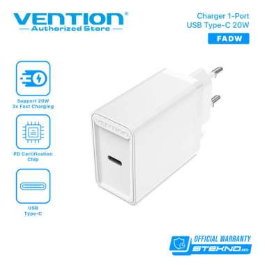 VENTION Adaptor 5V 2.4A USB Charger Apple Iphone Android Kepala Charger 20w FAD Vention FAD 20W Whit