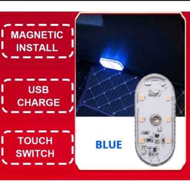 Lampu Plafon Mobil LED Free USB/Lampu Kabin Mobil Lampu Sentuh Tempel Interior Mobil BLUE+BOX ASLI