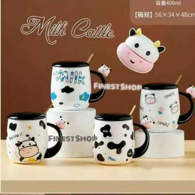 Gelas Keramik Sapi Lucu Mug Cow Cangkir Sendok Teh Mini Tempat Minum Model C