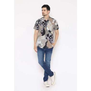 AMK Kemeja Pria Lengan Pendek Batik SH Wirata Ungu L