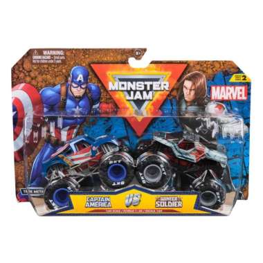 Mainan Mobil-mobilan Monster Jam 1:64 Marvel 2 Pack Captain Winter
