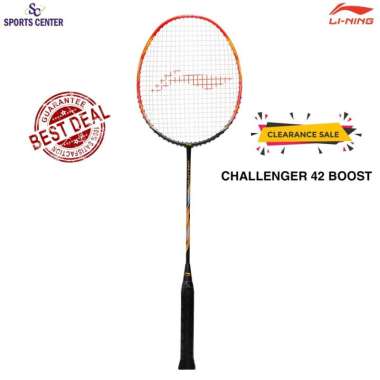 Clear Sale Raket Badminton Lining Challenger 42 Boost Black Red