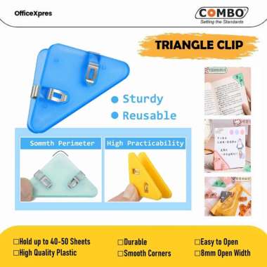 Penjepit Kertas Segitiga / Binder Clip Plastik Aestetik / Triangle Paper Clip Transparant / Paper Co