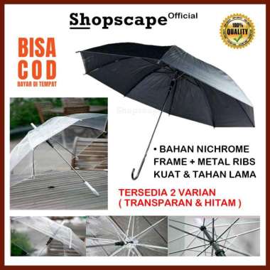 Payung Transparan Bening PVC 92 cm / Payung Korea Transparan