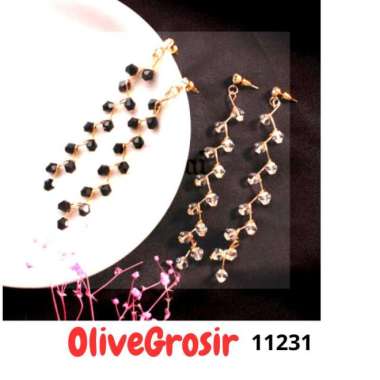 ANTING KOREA GOLD KRISTAL PANJANG Putih