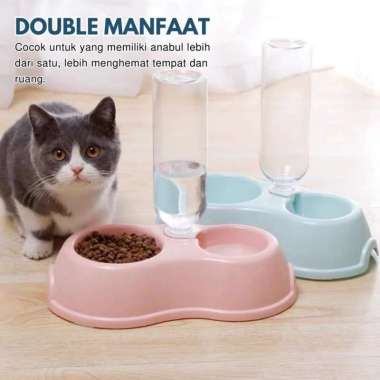 2IN1 TEMPAT MAKAN KUCING OTOMATIS 500ML/TEMPAT MINUM MANGKOK KUCING PINK