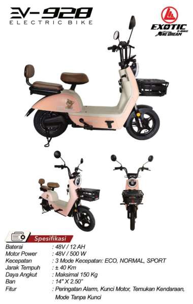 Sepeda Listrik Exotic EV-928 Pink