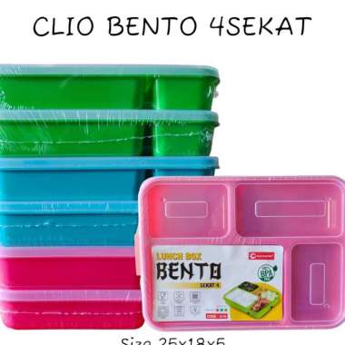 KOTAK MAKAN CATERING 4 SEKAT / LUNCH BOX CLIO BENTO 4 SEKAT PINK