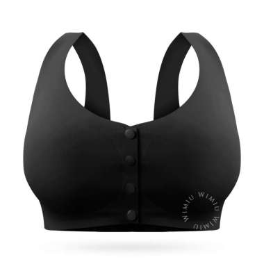 WIMIU BH Seamless Sport Bra Seamless Bra Premium BH Sport Wanita Bra Wanita Kancing Depan 100154 Bla