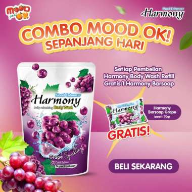 [BUNDLING] HARMONY Refreshing Body Wash Grape Sparkling Pouch 400mL gratis HARMONY Sabun Buah Grape 