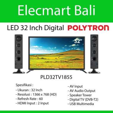 LED 32 Inch Polytron Speaker Tower Digital Tv PLD32TV1855