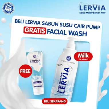 [BUNDLE] LERVIA Sabun Susu Milk Botol 600mL gratis Lervia Facial Wash Milk Tube 100mL