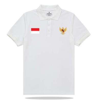 Jemssky - Polo Shirt Print Garuda Merah Putih Terkeren Baju Kerah Brand Quality Putih M