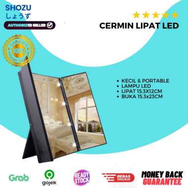 Cermin Lipat LED Mini Cermin Makeup Portable Foldable Lampu Rias