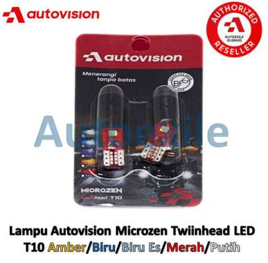Autovision Microzen Twiinhead LED T10 W5W DC12V 2Chip Lampu Kota Plat Interior Mobil Senja Sein Moto