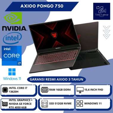 LAPTOP BARU AXIOO PONGO 750 INTEL CORE I7-13620H RAM 16GB DDR4 SSD 512GB NVME 15,6INCH FHD GRY