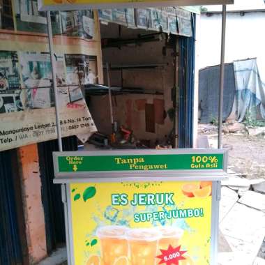 Booth portable Gerobak Lipat Bongkar Pasang bahan aluminium dengan Roda bonus tas penyimpanan gambar