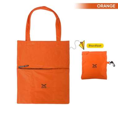ELFS ACTIVE Foldable Waterproof Tote Bag Taslan Coated Shopping Bag Orange