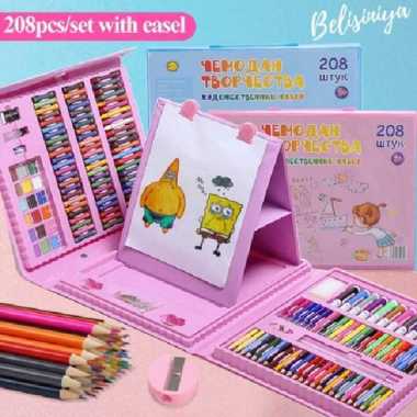 Art set 208 Pcs crayon alat melukis gambar Set Drawing