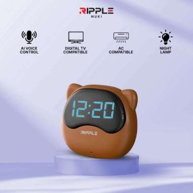 Smart AI Remote AC/TV Ripple NUKI voice command Alarm Night Lamp - Cokelat Cokelat