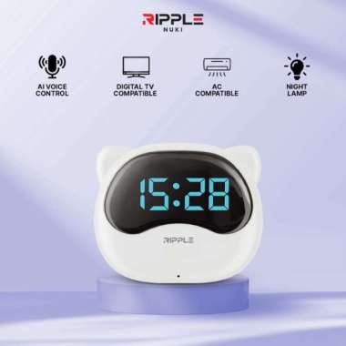 Smart AI Remote AC/TV Ripple NUKI voice command Alarm Night Lamp - Cokelat Putih