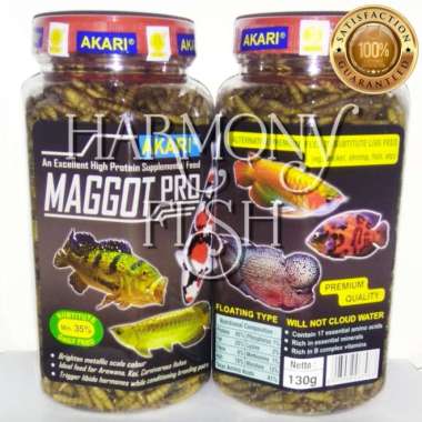 AKARI MAGGOT PRO 130GR Arwana Koi Louhan Predator Oscar Channa pakan pengganti udang kelabang jangkr