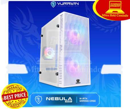 CASING PC VURRION CASING KOMPUTER GAMING VURRION NEBULA MESH WHITE 3 FAN RGB PC CASE