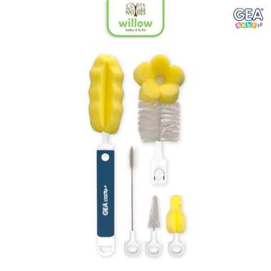 Sikat Cuci Botol - Gea Baby Perfect Set Brush 6In1 Blue