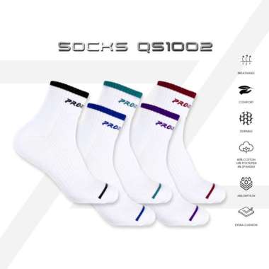 Kaos Kaki Badminton PROTECH Cotton Quarter Sport Socks (QS1002) biru