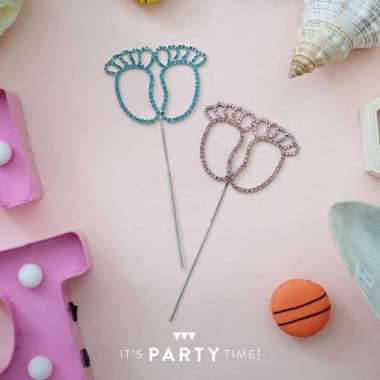 Crystal Cake Topper "Baby Feet" Pink