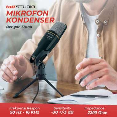 TaffSTUDIO Mikrofon Kondenser Studio Profesional Microphone with Stand - SF-666