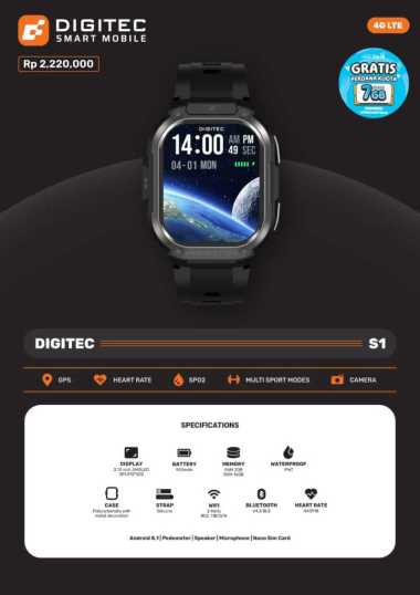 Jam Tangan Digitec Smart Mobile S1 GPS 4G LTE Original Garansi Resmi