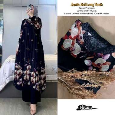 Chevy Set Long Tunik - One Set Wanita Kekinian Rayon Premium Baju Setelan Wanita Celana Kulot OOTD J