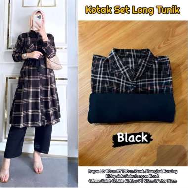 Chevy Set Long Tunik - One Set Wanita Kekinian Rayon Premium Baju Setelan Wanita Celana Kulot OOTD K