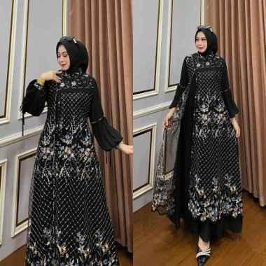 Kiukiu Clarissa Dress- Gamis Brukat Tile Mewah - Gamis Pesta - Gamis Muslimah Kondangan Brukat Mutia