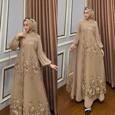 Kiukiu Clarissa Dress- Gamis Brukat Tile Mewah - Gamis Pesta - Gamis Muslimah Kondangan Brukat Mutia