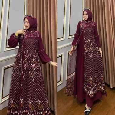 Kiukiu Clarissa Dress- Gamis Brukat Tile Mewah - Gamis Pesta - Gamis Muslimah Kondangan Brukat Mutia