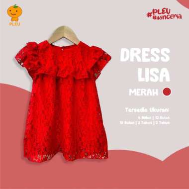 PLEU Dress Lisa | Baju Anak Perempuan Usia 6 Bulan-3 Tahun 12 bulan Merah