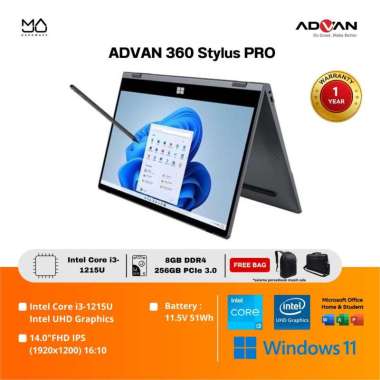 Laptop ADVAN 360 Stylus PRO Intel Core i3-1215U 14”IPS FHD Touchscreen