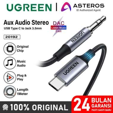 UGREEN Kabel Audio USB Type C to Aux 3.5mm Male Nylon Braided 20192TYPE C DAC