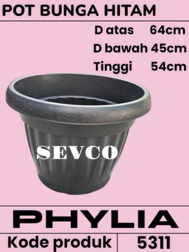 Pot bunga Hitam Besar 5311 Phylia/ Pot Bunga Pot Tanaman Jumbo PhylIA