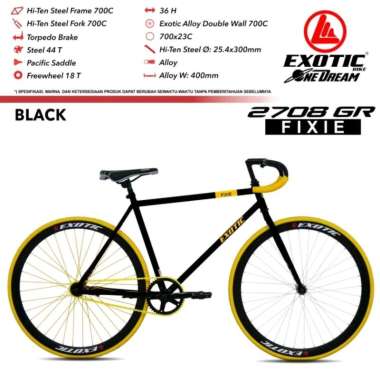 Sepeda Fixie Exotic 2708 GR By Pacific 700C Rem Terpedo Black