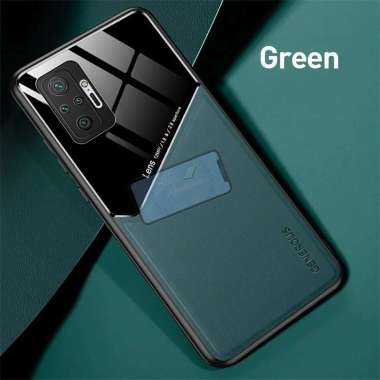 Xiaomi Redmi Note 10 Pro Case Leather Plexiglass Original Hard Case Magnetic Hijau