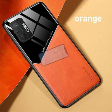 Xiaomi Redmi Note 10 Pro Case Leather Plexiglass Original Hard Case Magnetic Orange